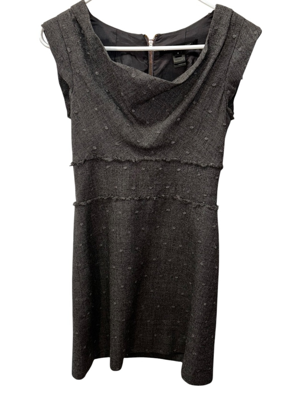 Marc Jacobs charcoal gray with wool fluff Swiss dot shift dress 4